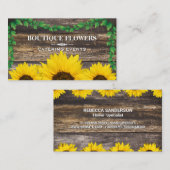 Sonnenblumen | Rustikales Holz und Reben Visitenkarte (Vorne/Hinten)