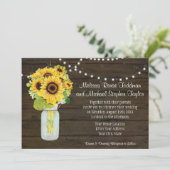 Sonnenblumen Rustikales Land Mason Jar Lights Einladung (Stehend Vorderseite)
