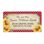 Sonnenblumen Rustikales malerisches Hochzeitslabel (Vorne)