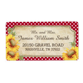 Sonnenblumen Rustikales malerisches Hochzeitslabel