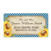 Sonnenblumen Rustikales malerisches Hochzeitslabel (Vorne)