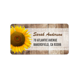 Sonnenblumen Rustikales Spitzenholz Adressaufkleber