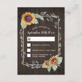 Sonnenblumen Rustikales Wasserfarbenhochzeitkarten RSVP Karte