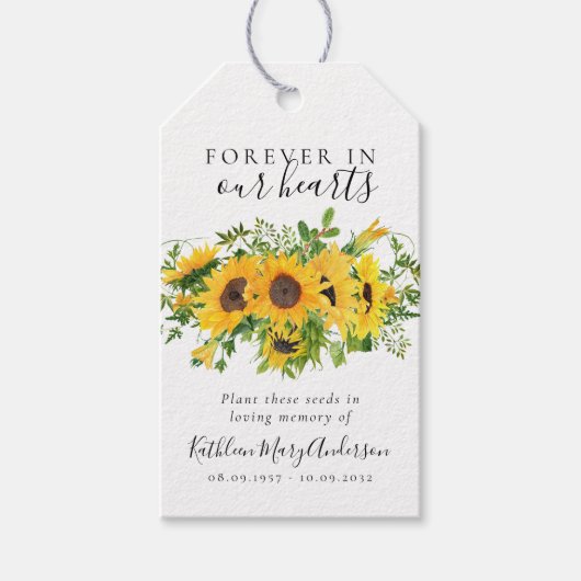 Sonnenblumen Saatpackung Gedenkfeier Beerdigung Ta Geschenkanhänger (Vorderseite)