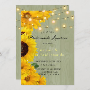 Sonnenblumen Sage Wood Lights Bridesmaids Luncheon Einladung