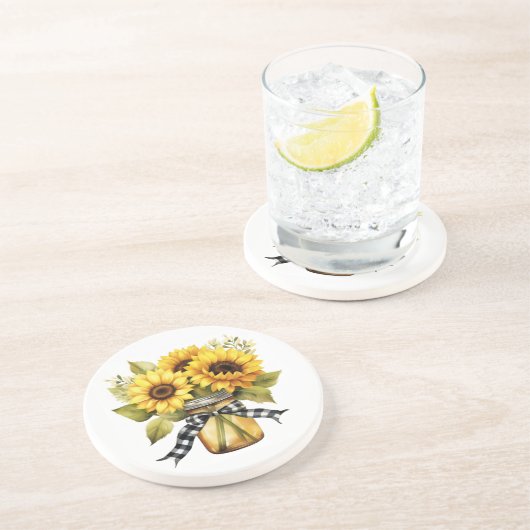 Sonnenblumen Sandstone Untersetzer (Seite)