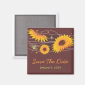 Sonnenblumen Save the Date Hochzeitsankündigung 2 Magnet (Vorderseite/Rückseite)
