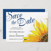 Sonnenblumen Save the Date ~ Navy Blue Yellow (Vorne/Hinten)