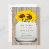 Sonnenblumen Save the Date von Mason Jar6 Ankündigungspostkarte (Vorne/Hinten)