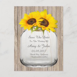 Sonnenblumen Save the Date von Mason Jar6 Ankündigungspostkarte