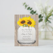 Sonnenblumen Save the Date von Mason Jar6 Ankündigungspostkarte (Stehend Vorderseite)