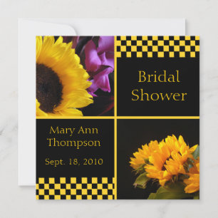 Sonnenblumen & Schachbretts Bridal Dusche Einladun Einladung