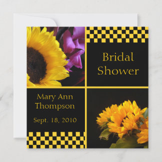 Sonnenblumen & Schachbretts Bridal Dusche Einladun Einladung