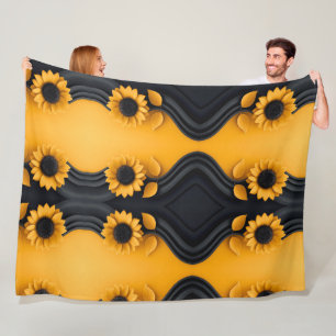 Sonnenblumen-Schal Black Wave Sherpa Fleecedecke