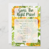 Sonnenblumen schätzen das Brautparty des Preises Einladung (Vorderseite)