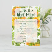 Sonnenblumen schätzen das Brautparty des Preises Einladung (Stehend Vorderseite)