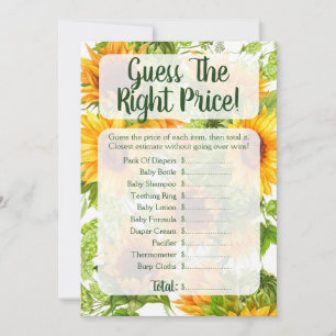 Sonnenblumen schätzen das Price Baby Duschspiel Einladung