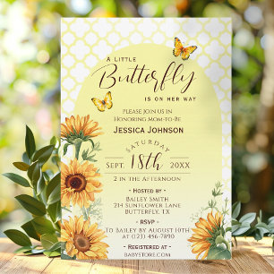 Sonnenblumen-Schmetterling-Baby-Party Einladung
