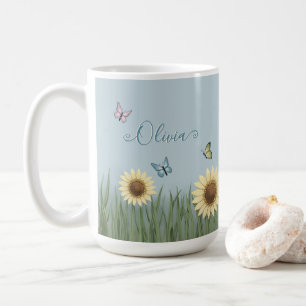 Sonnenblumen-Schmetterling-Blumen Kaffeetasse