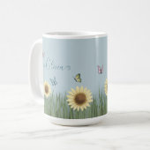 Sonnenblumen-Schmetterling-Blumen Kaffeetasse (Vorderseite Links)
