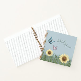 Sonnenblumen-Schmetterling-Blumen-Spiralblock Notizblock