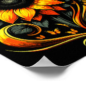 Sonnenblumen Schmetterling Florale Natur Kunst Poster (Ecke)