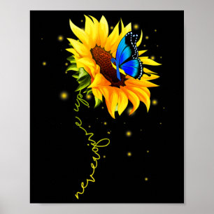 Sonnenblumen-Schmetterling gibt nie auf Poster