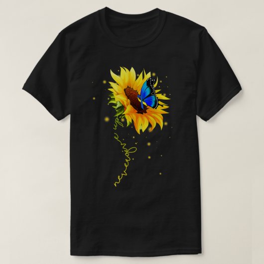 Sonnenblumen-Schmetterling gibt nie auf T-Shirt (Design vorne)