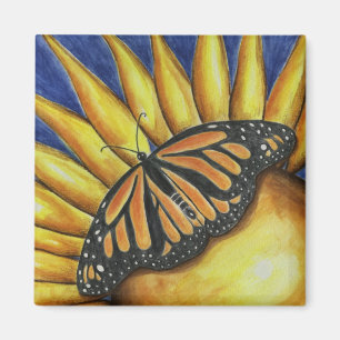 Sonnenblumen-Schmetterling-Kunst-Magnet Magnet