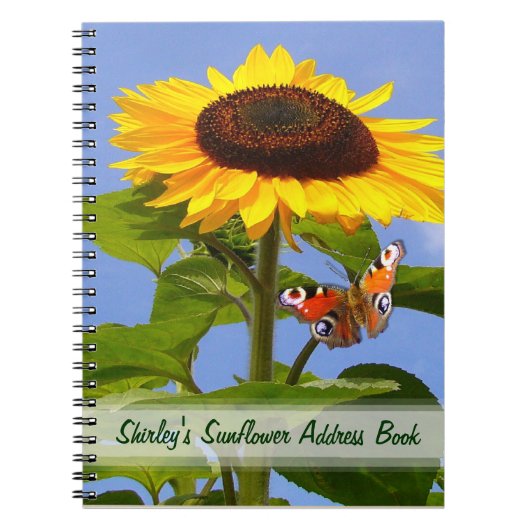 Sonnenblumen & Schmetterling ~ Note Book Notizblock (Vorderseite)