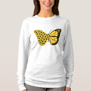 Sonnenblumen-Schmetterling Vintage Frauen Monarche T-Shirt