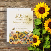 Sonnenblumen Schmetterlinge 100. Geburtstagsparty