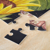 Sonnenblumen, Schmetterlinge, Aquarellschwarz Puzzle (Seite)