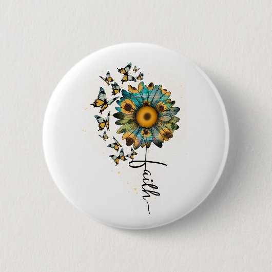 Sonnenblumen Schmetterlinge Christlich Religiös Gl Button (Vorderseite)