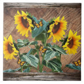 Sonnenblumen Schmetterlinge Fliese (Vorderseite)