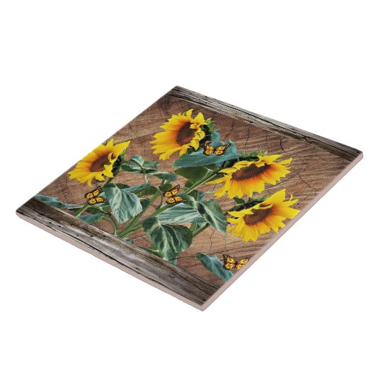 Sonnenblumen Schmetterlinge Fliese (Seite)