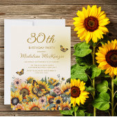 Sonnenblumen Schmetterlinge Frauen 30. Geburtstag  Einladung