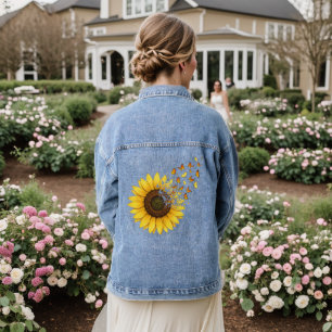 Sonnenblumen Schmetterlinge Jeansjacke