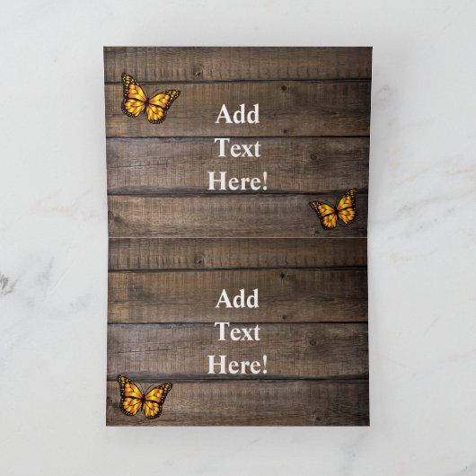 Sonnenblumen Schmetterlinge Rustikale Bartenkarte (Innenseite)