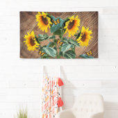 Sonnenblumen Schmetterlinge Rustikales Barnboard Banner (Insitu)