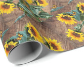 Sonnenblumen Schmetterlinge Rustikales Barnboard Geschenkpapier (Rolleneckpunkt)