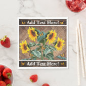 Sonnenblumen Schmetterlinge Rustikales Barnboard Serviette (Beispiel)