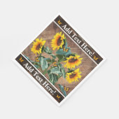 Sonnenblumen Schmetterlinge Rustikales Barnboard Serviette (Ecke)