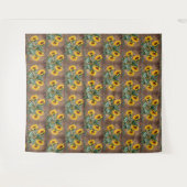 Sonnenblumen Schmetterlinge Rustikales Barnboard Wandteppich (Vorderseite (Horizontal))