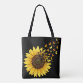 Sonnenblumen Schmetterlinge Tasche (Rückseite)