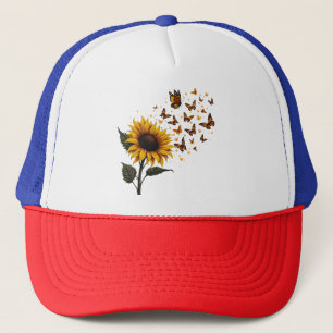 Sonnenblumen & Schmetterlinge Vintage Kunst Truckerkappe