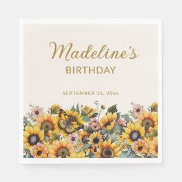 Sonnenblumen Schmetterlingsfrauen zum Geburtstag Serviette