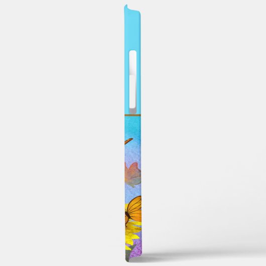 Sonnenblumen Schmetterlingsmuster Mit Monogramm In Case-Mate iPhone Hülle (Rückseite / Links)