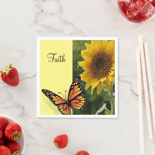 Sonnenblumen Schmetterlingspapier Napkins Serviette (Beispiel)