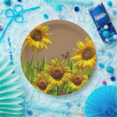 Sonnenblumen Schmetterlingspapier-Teller Pappteller (Party)